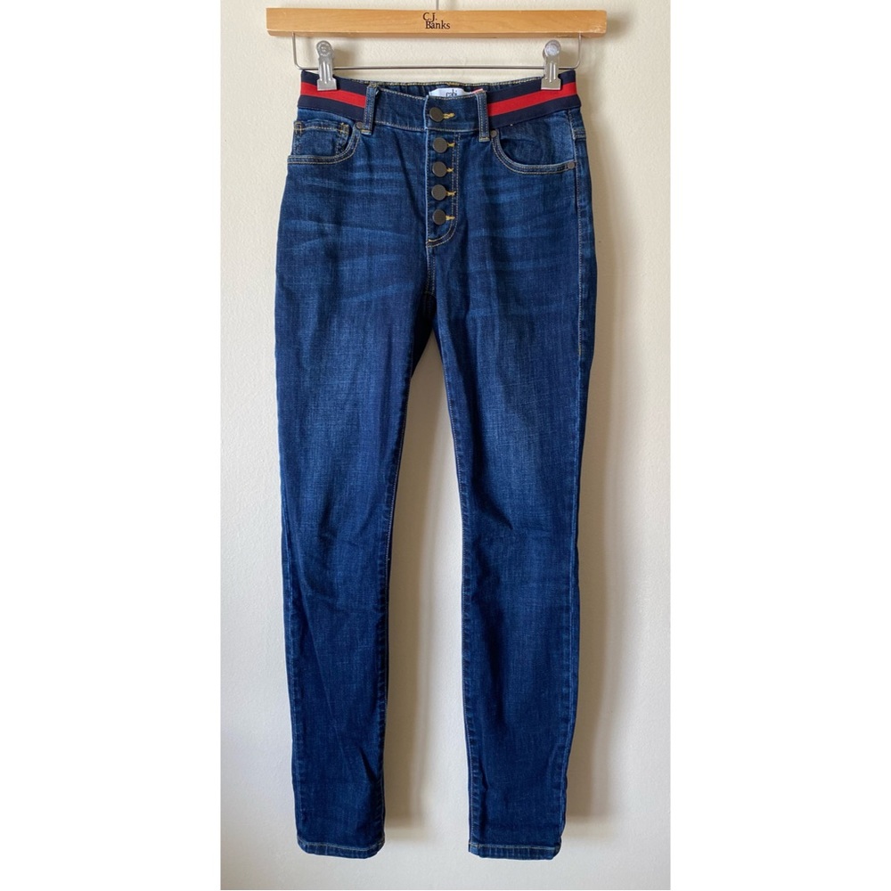 Cabi Dark Wash Blue Button Fly Skinny Jeans